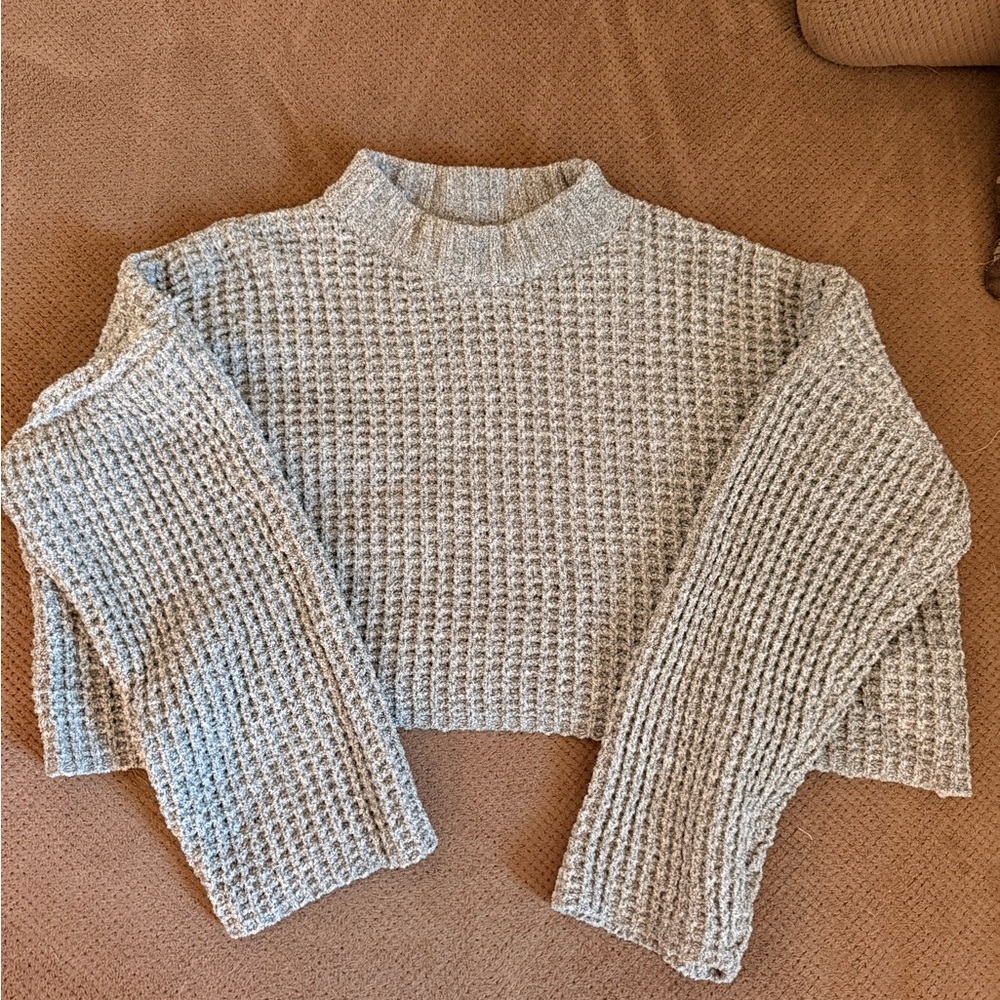 Forever 21 Light Gray Waffle Knit Turtleneck Sweater